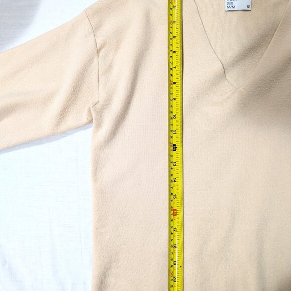Frank And Oak Beige V-Neck Knit Sweater | Size M | Minimal Classic - Picture 6 of 8